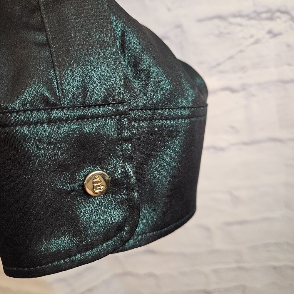 Lauren Ralph Lauren Women’s Green Metallic Button Up Shirt Size XXL NWT $125 - Picture 2 of 6